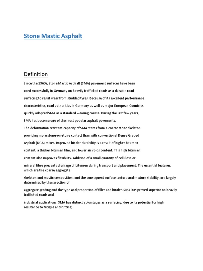 Stone Mastic Asphalt PDF Industries Manmade Materials