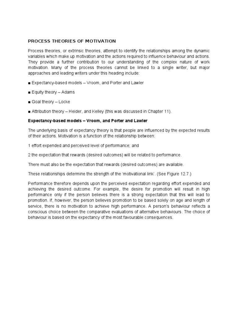 Process Theories of Motivation | PDF | Goal Setting | Motivation