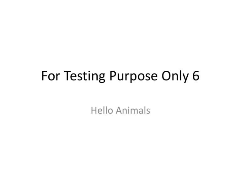 For Testing Purpose Only 6 | PDF