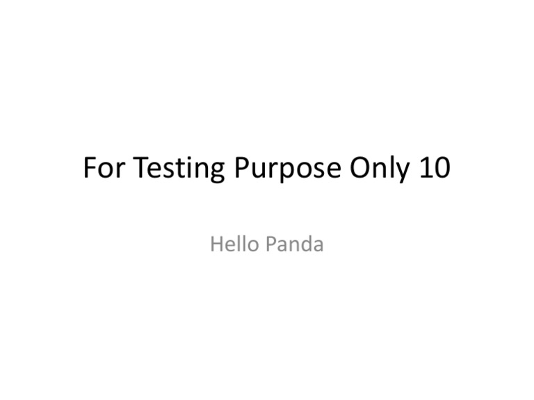 For Testing Purpose Only 10 | PDF
