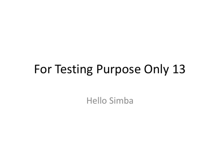 For Testing Purpose Only 13 | PDF