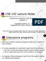 CSE 142 Lecture Notes: Interactive Programs With Scanner