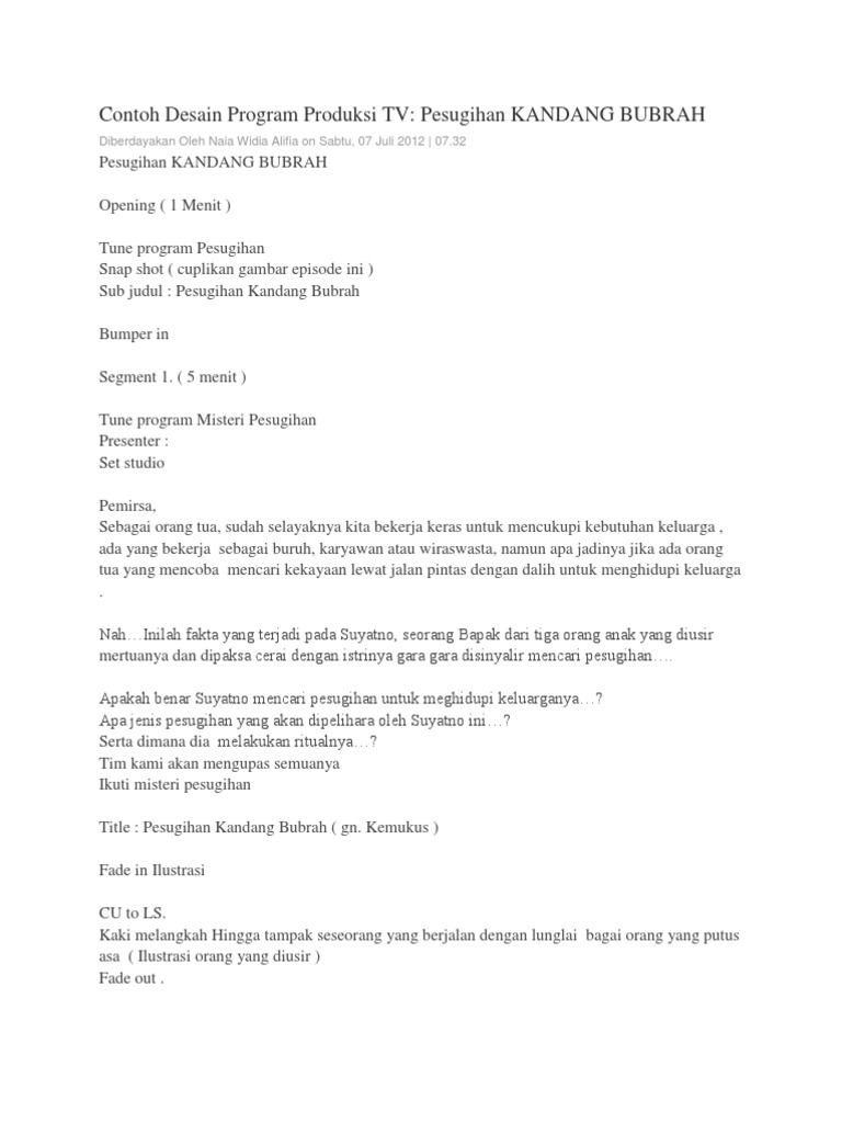 Contoh Desain Program Produksi TV | PDF
