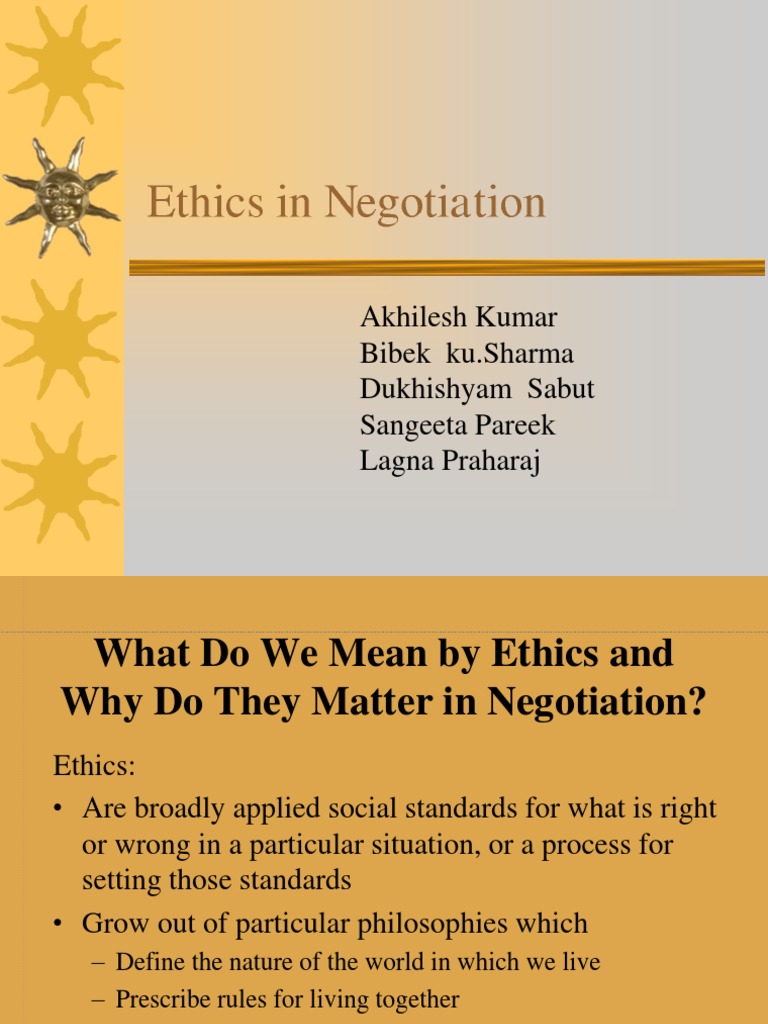 Ethics In Negotiation 1 Download Free Pdf Negotiation Morality