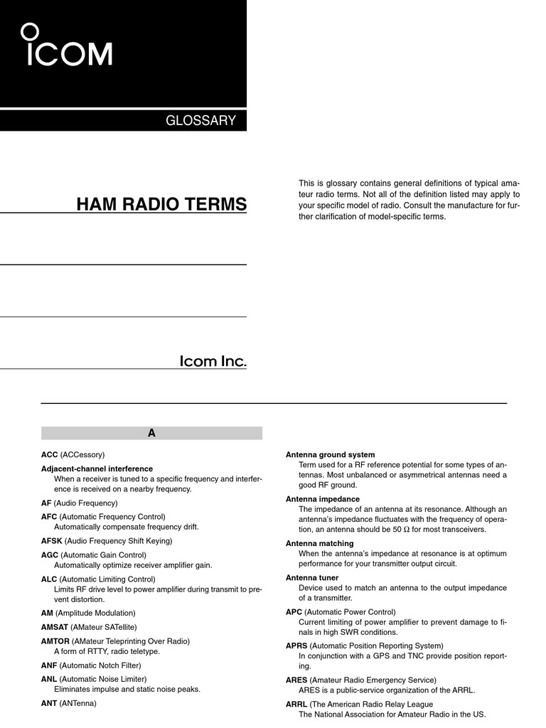 Ham Radio Terminology Glossary | PDF | Radio | Frequency Modulation
