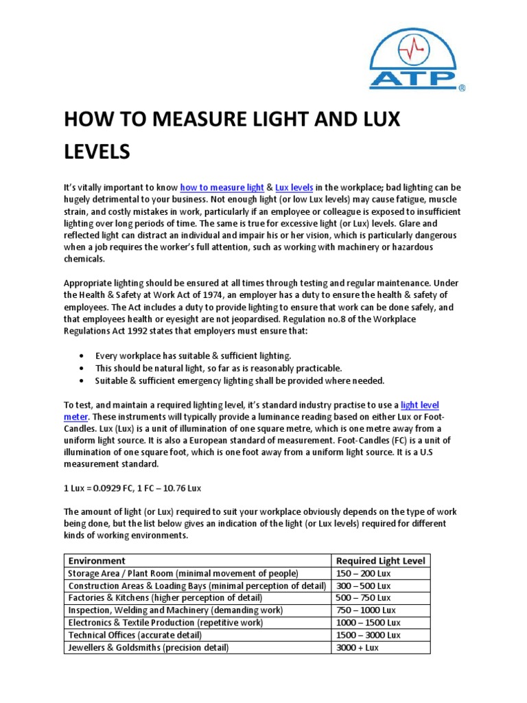 How to Measure Light and Lux Levelss Lighting Occupational Safety