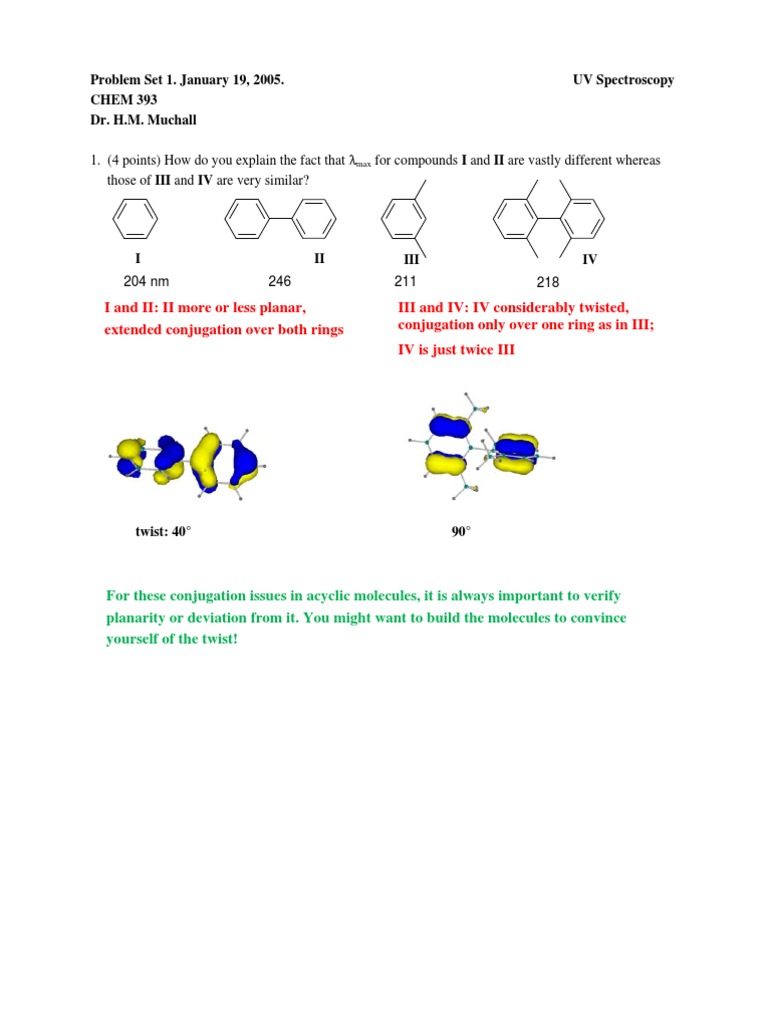 Problemset1a Answers | PDF | Ultraviolet–Visible Spectroscopy | Isomer