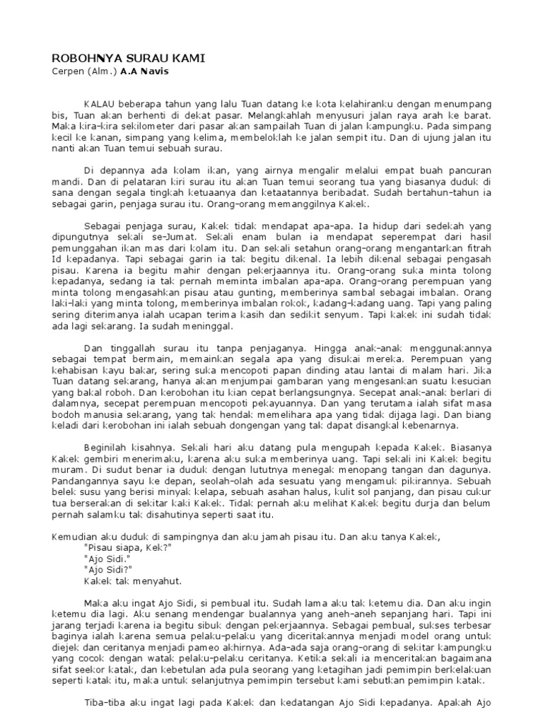 Cerpen a.a Navis Robohnya Surau Kami