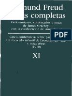 Sigmund Freud - Obras Completas Tomo 11, (1910) Cinco Conferencias Sobre Psicoanálisis, Un Recuerdo Infantil de Leonardo Da Vinci, y Otras Obras