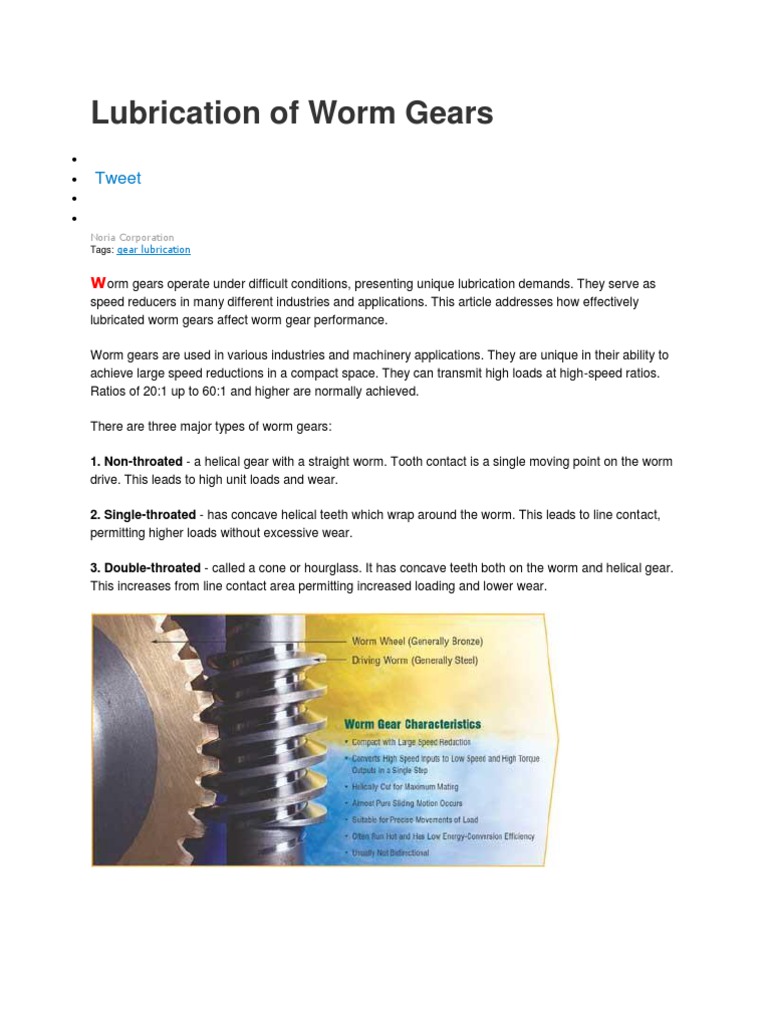 Worm Gear Lubrication PDF Gear Lubricant