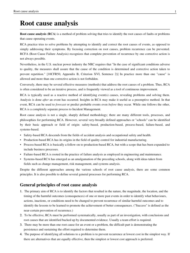 Root Cause Analysis PDF | PDF