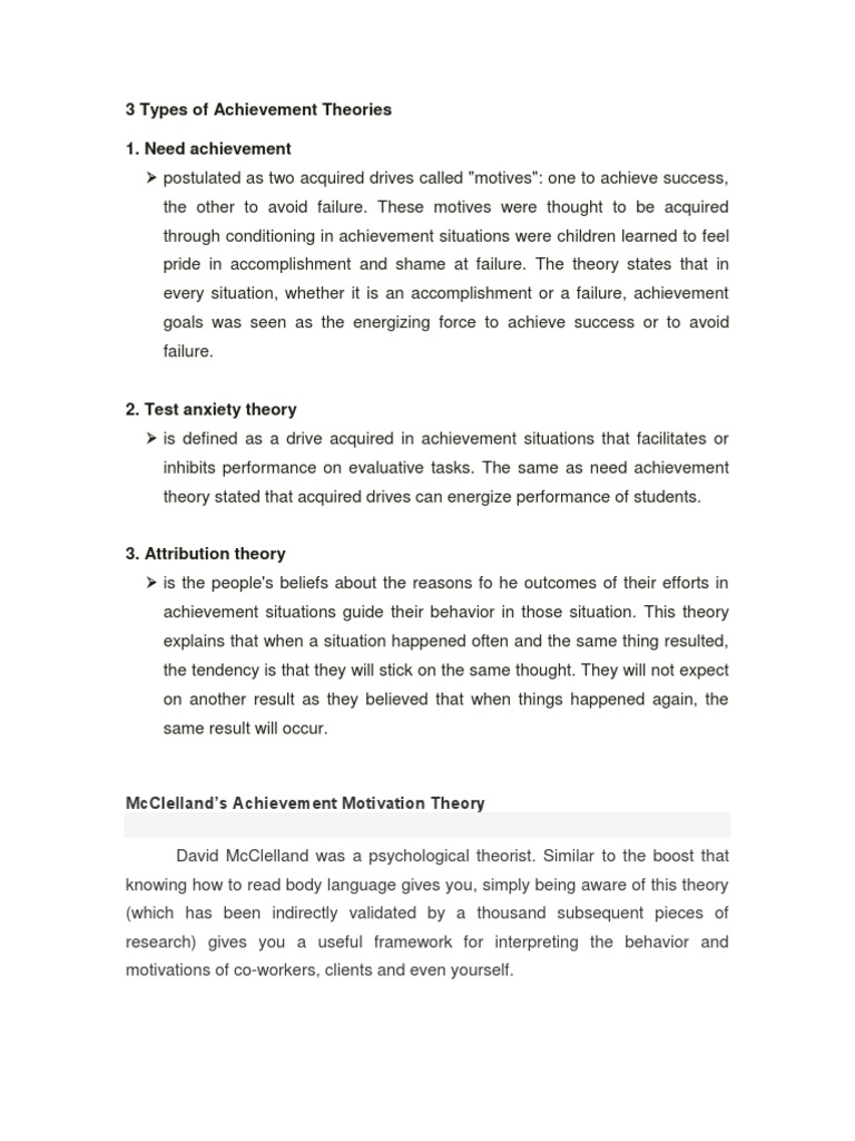 Achievement Theory | PDF | Motivation | Motivational