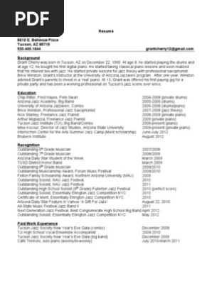 Grant Cherry Resumé