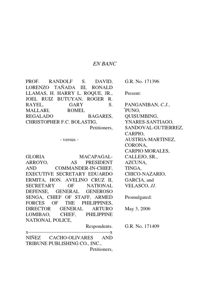 David Vs. Arroyo G.r. No. 171396 May 3 2006