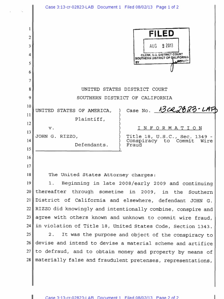 John G. Rizzo Wire Fraud Conspiracy Case | PDF | Law