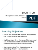 Managerial Communication - Week/Topic 5, Interpersonal Skills 1