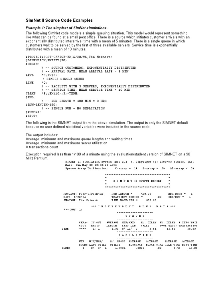 Ejemplo2 de Simulación Con SimNet II | PDF | Mean | Source Code