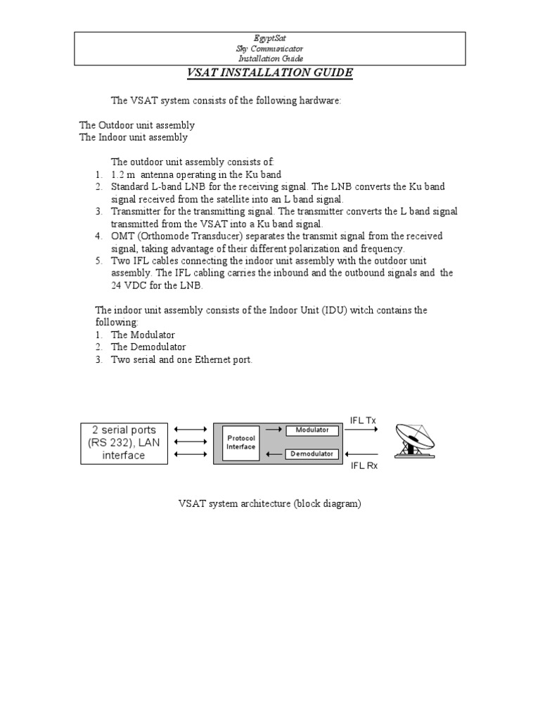 VSAT Installation and Configuration Guide | PDF