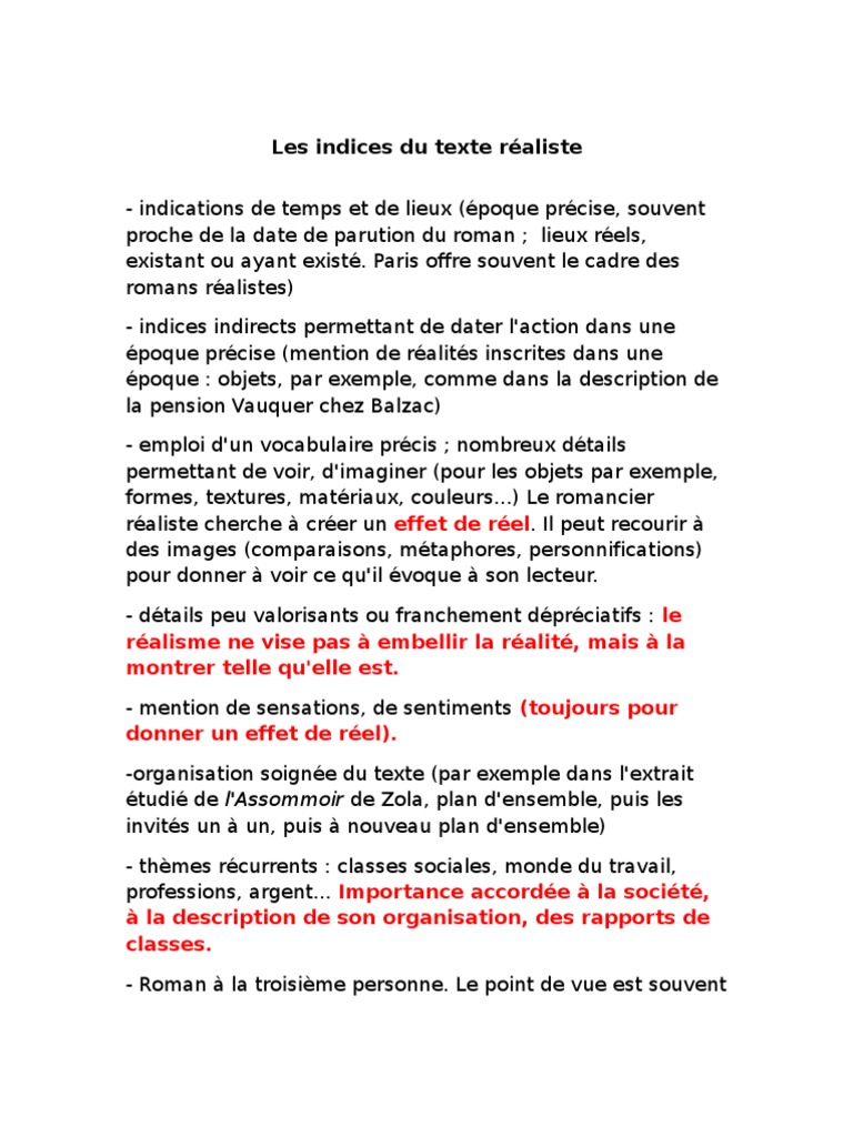 Indices Du Texte Realiste Pdf