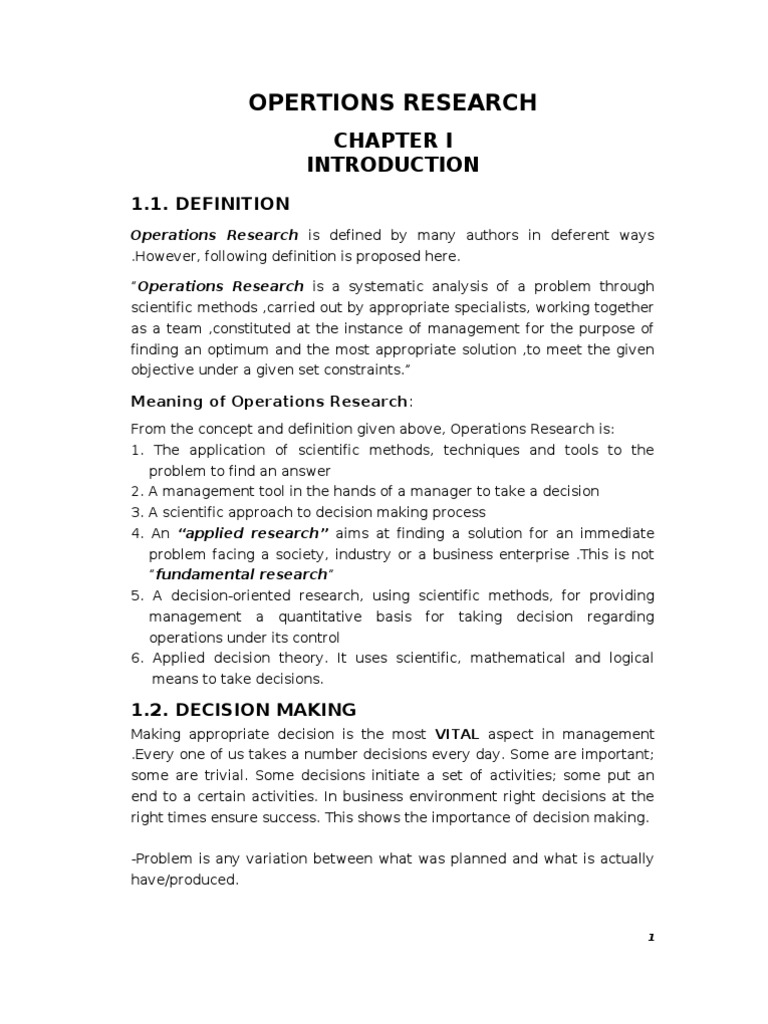 OPERTIONS RESEARCH Note From CH I-V Revised | PDF | Linear Programming ...