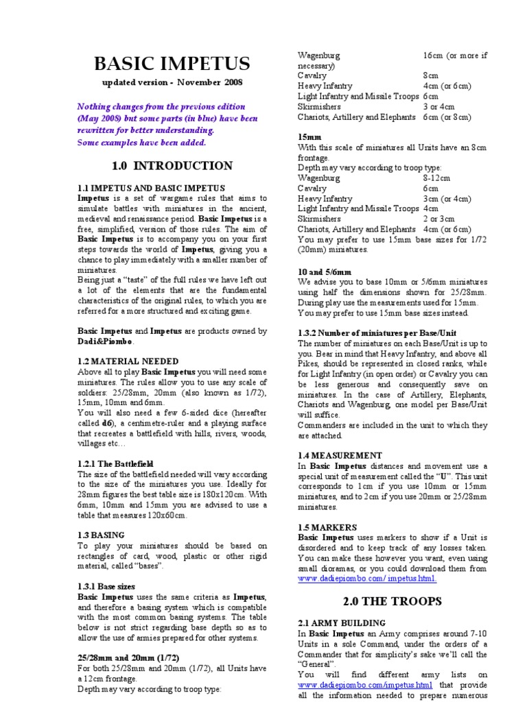Basic Impetus | PDF | Infantry | Wars & Military