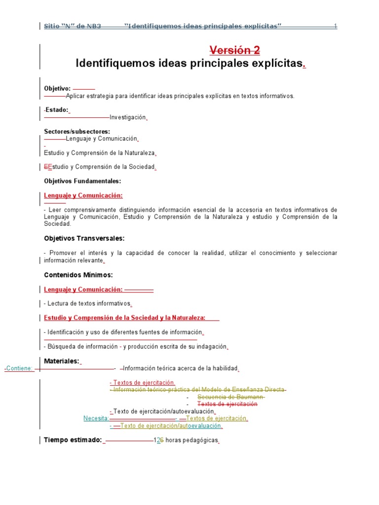 Identifiquemos ideas principales explícitas: Versión 2