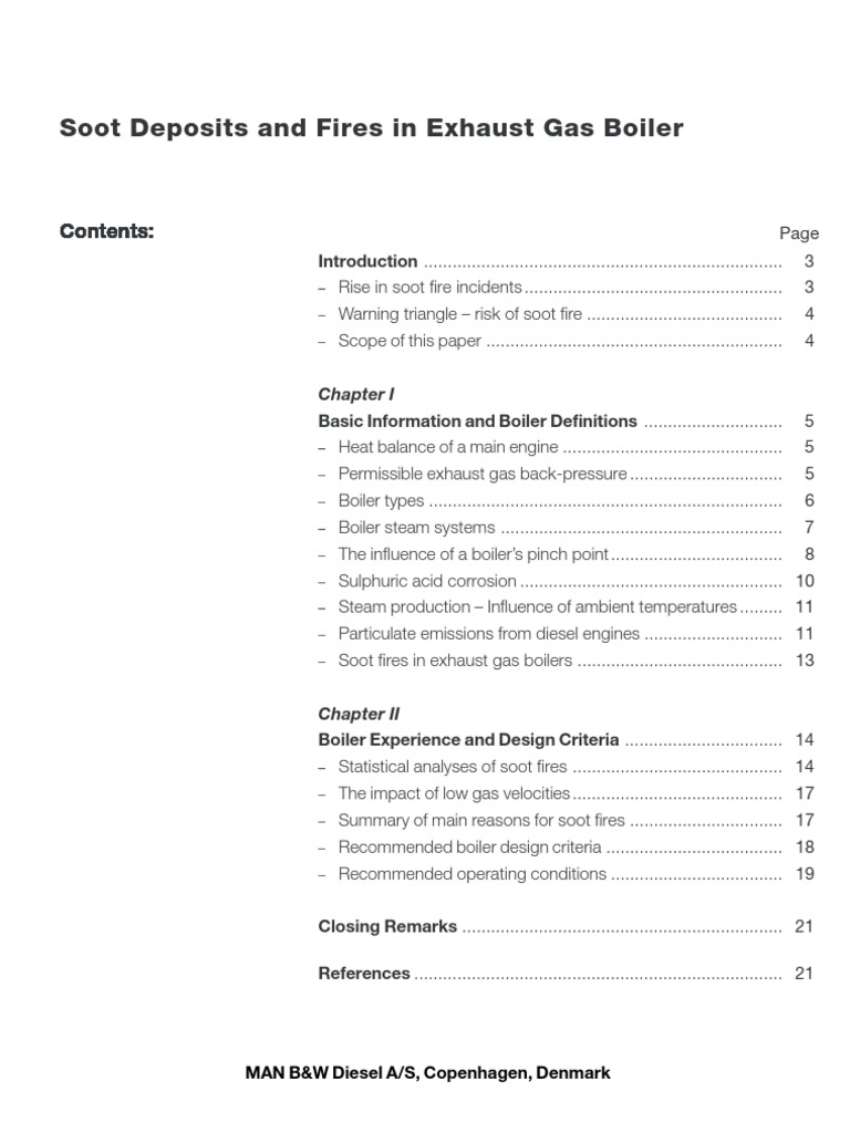 Soot Deposits and Fires in Exhaust Gas Boilers PDF Fires Combustion