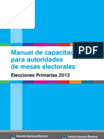 Manual de Capacitacion Para Autoridades de Mesas Electorales Primarias 2013