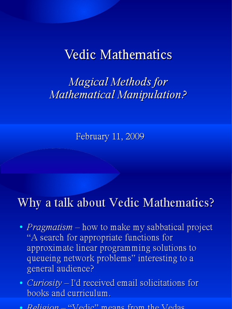 Vedic Math | PDF | Vedas | Teaching Mathematics