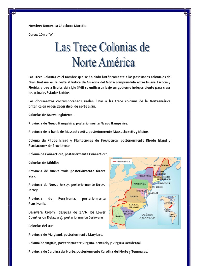 13 Colonias de America | PDF | Trece colonias | Reino Unido