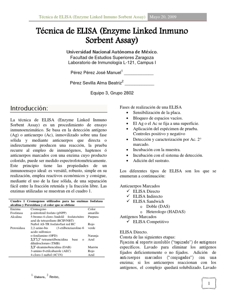 Fundamentos de la técnica ELISA | PDF | Elisa | Anticuerpo
