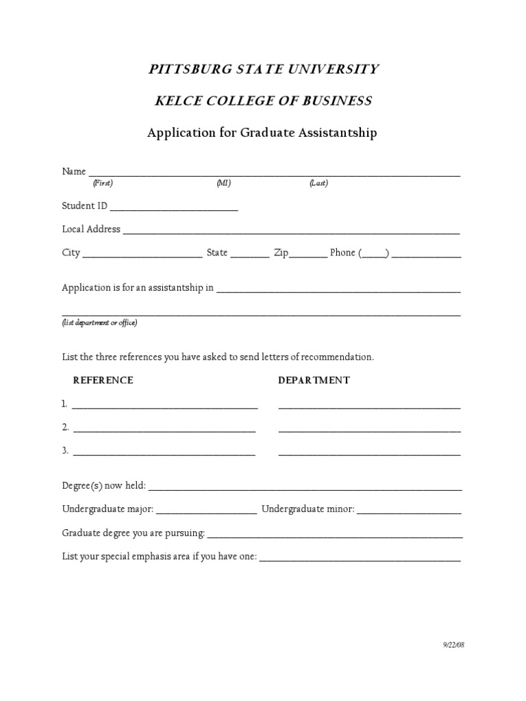 Graduate Assistantship Application Form | PDF | Finance & Money Management