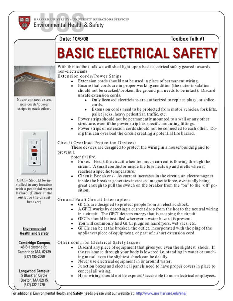 Toolbox Talk Electrical Electrical Wiring Power (Physics)