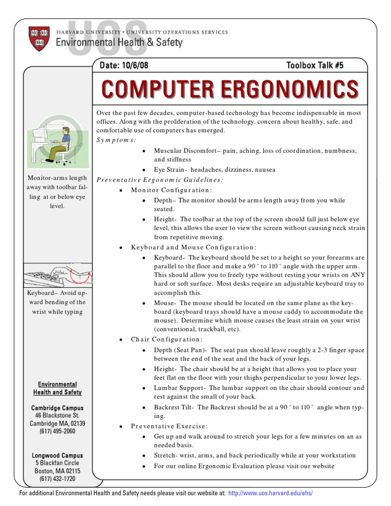 Toolbox Talk Ergonomics Chair Computer Keyboard
