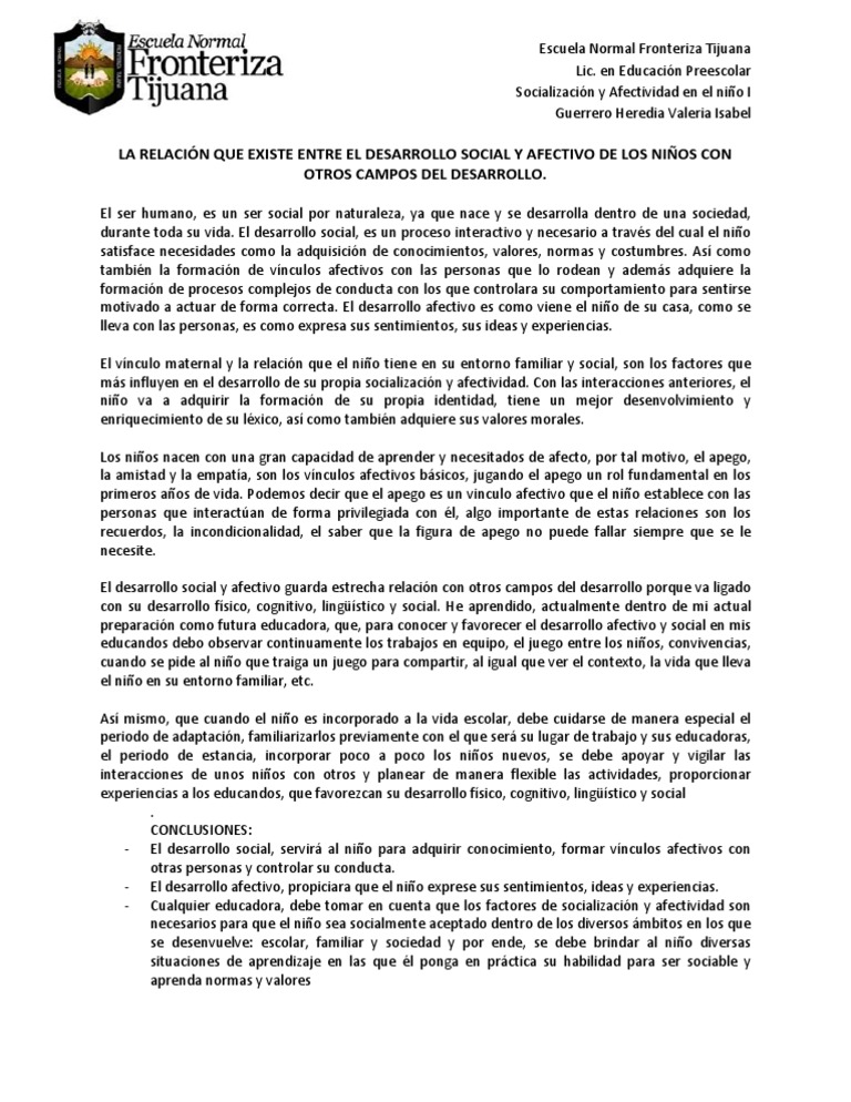 Desarrollo Social y Afectivo Infantil | PDF | Teoría de apego ...