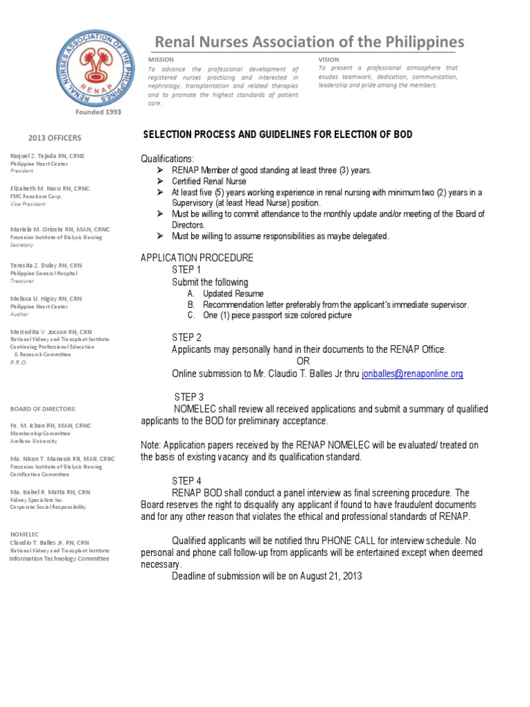 RENAP Membership Application Process | PDF | Nursing | Organ ...