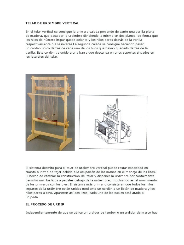 Telar Vertical: Proceso de Urdido | PDF | Telar | Industria textil
