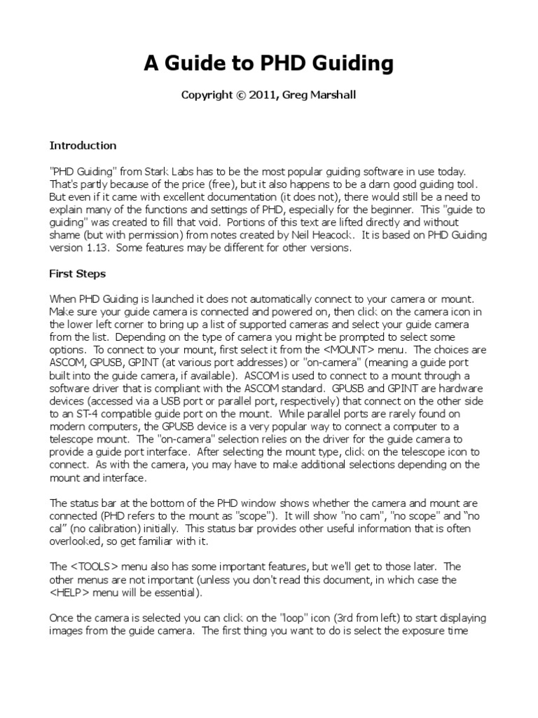 Guide To Guiding With PHD Guiding | PDF | Root Mean Square | Image ...
