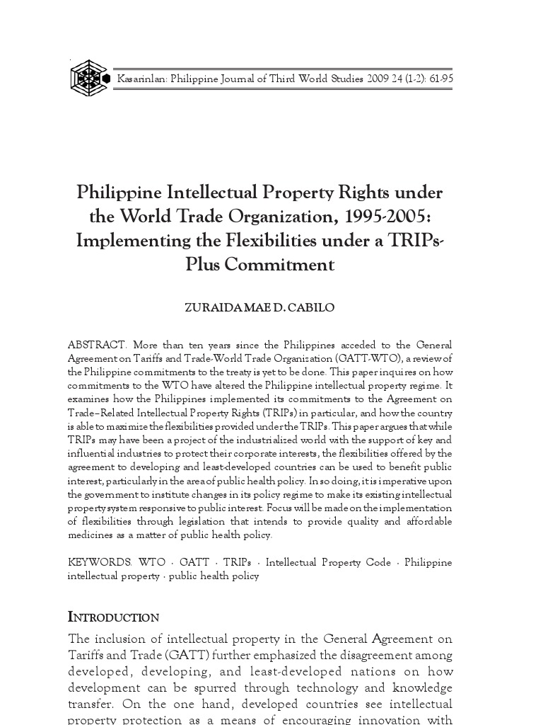 Philippine Intellectual Property Rights under the World Trade