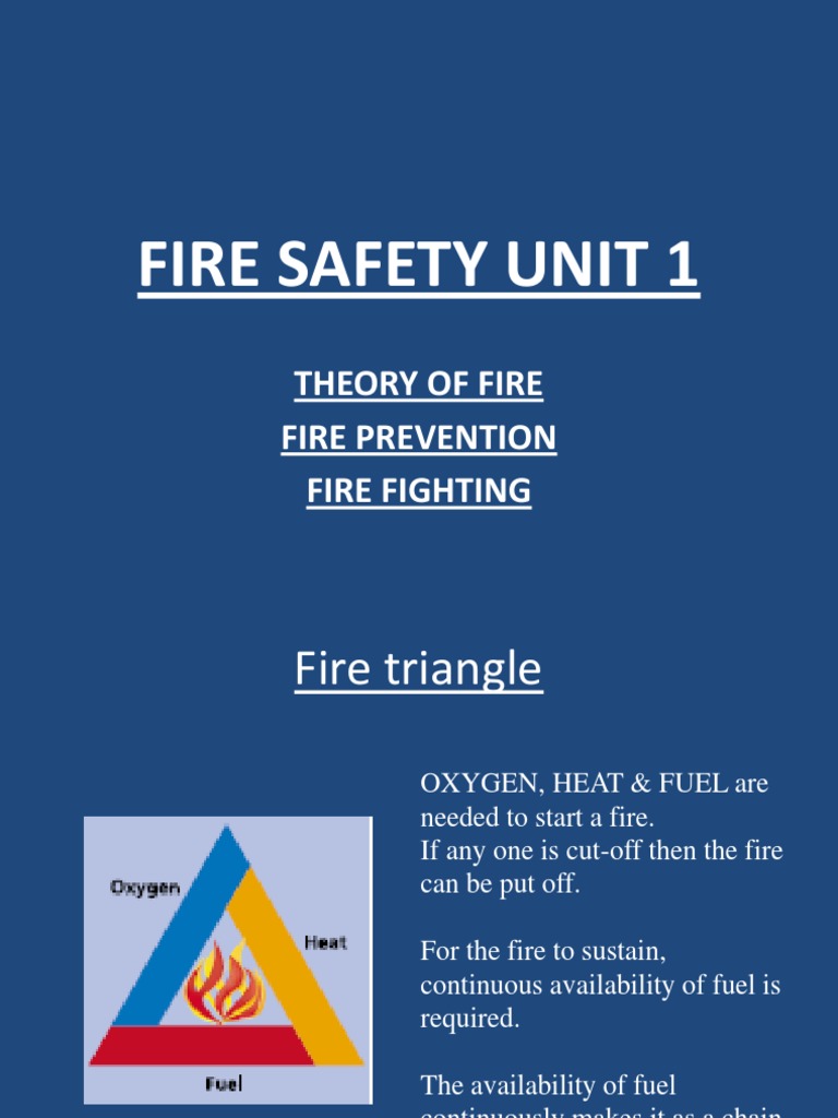 Fire Safety Unit 1 PDF Fires Combustion