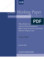 Policy Reform in Indonesia and The Asian Development Bank's Financial Sector Governance Reforms Program Loan