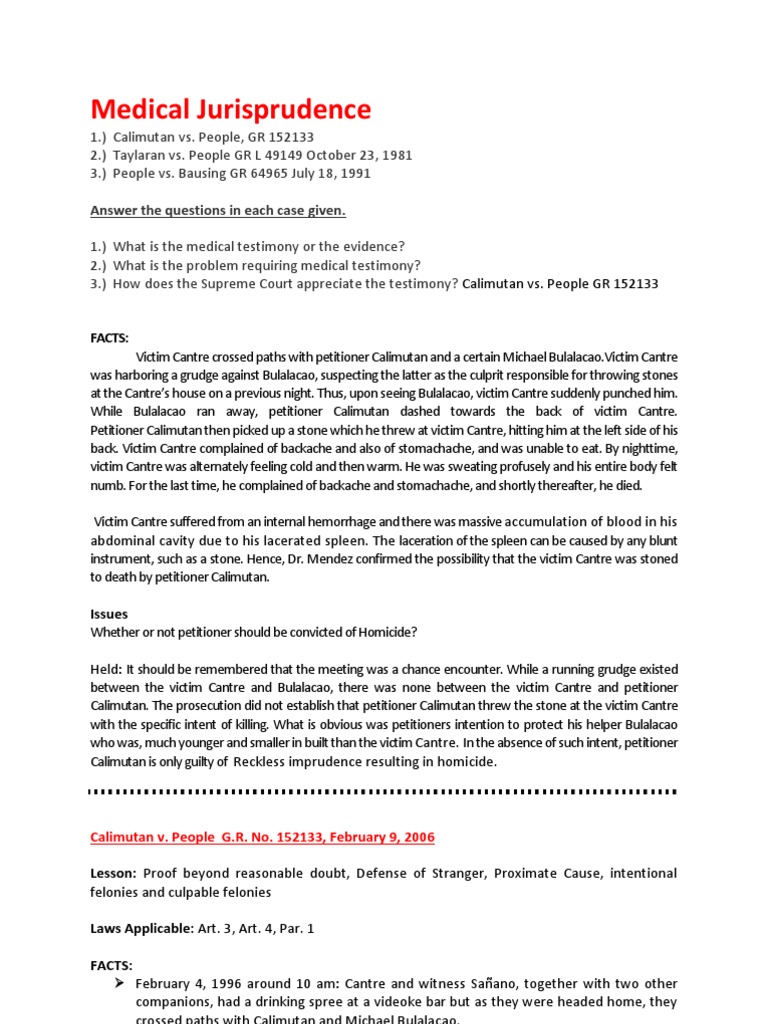 MEDICAL jurisprudence Assignment 1 Intention (Criminal Law) Witness