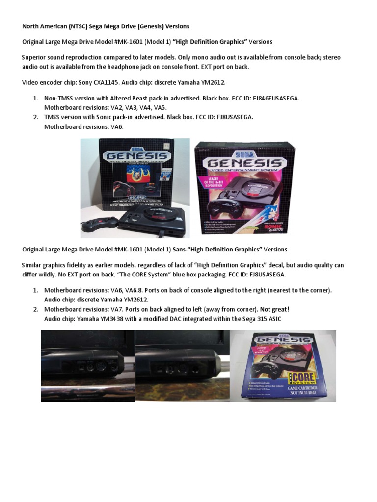 Sega Mega Drive Model Differences | PDF
