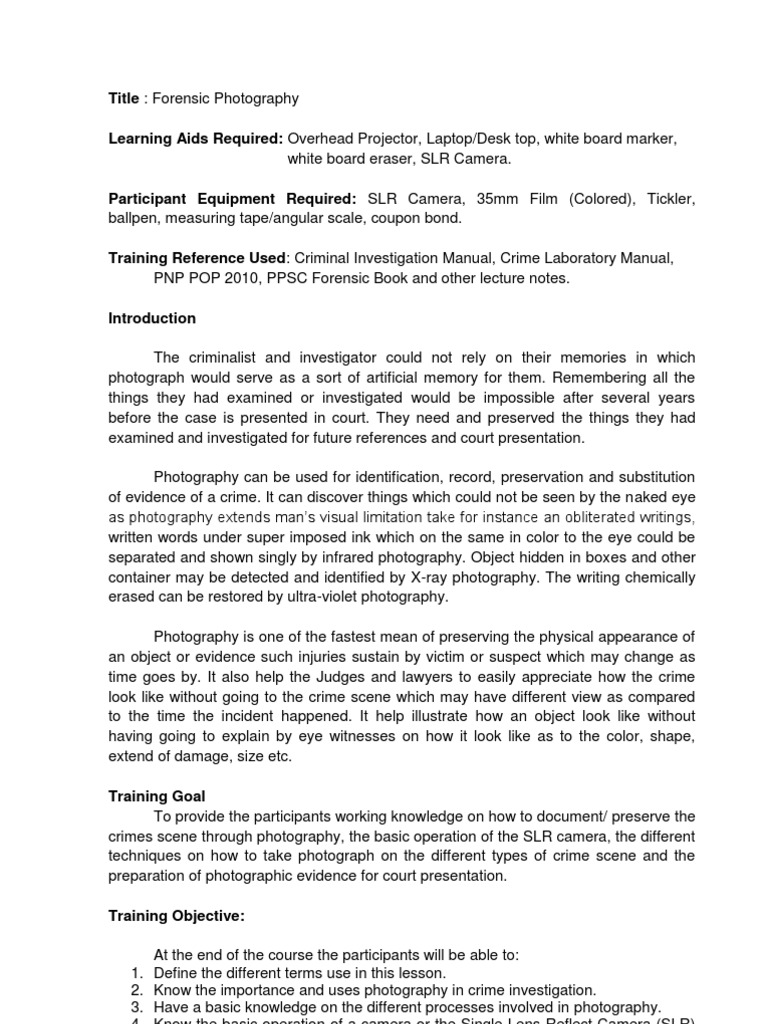 Crime Scene Photography | PDF | Camera Lens | Camera