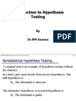 Introduction To Hypothesis Testing