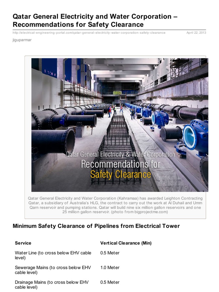 Electrical Safety ClearancesQUATAR PDF Volt Pipeline Transport