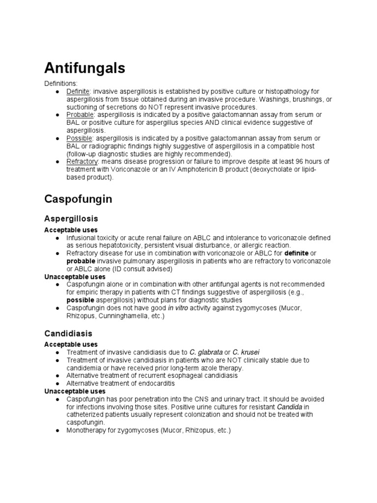 Antifungals Candidiasis Pharmacology