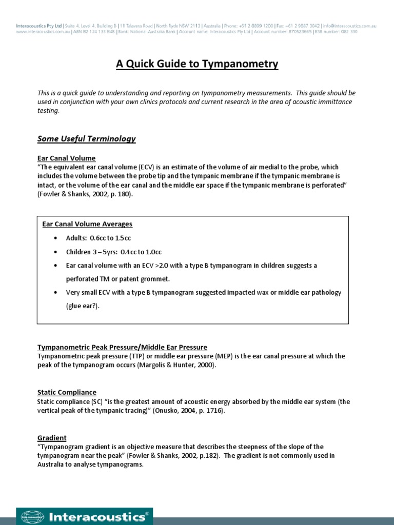 A Comprehensive Guide to Understanding Tympanometry Measurements and