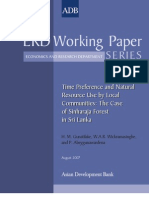 Time Preference and Natural Resource Use by Local Communities: The Case of Sinharaja Forest in Sri Lanka