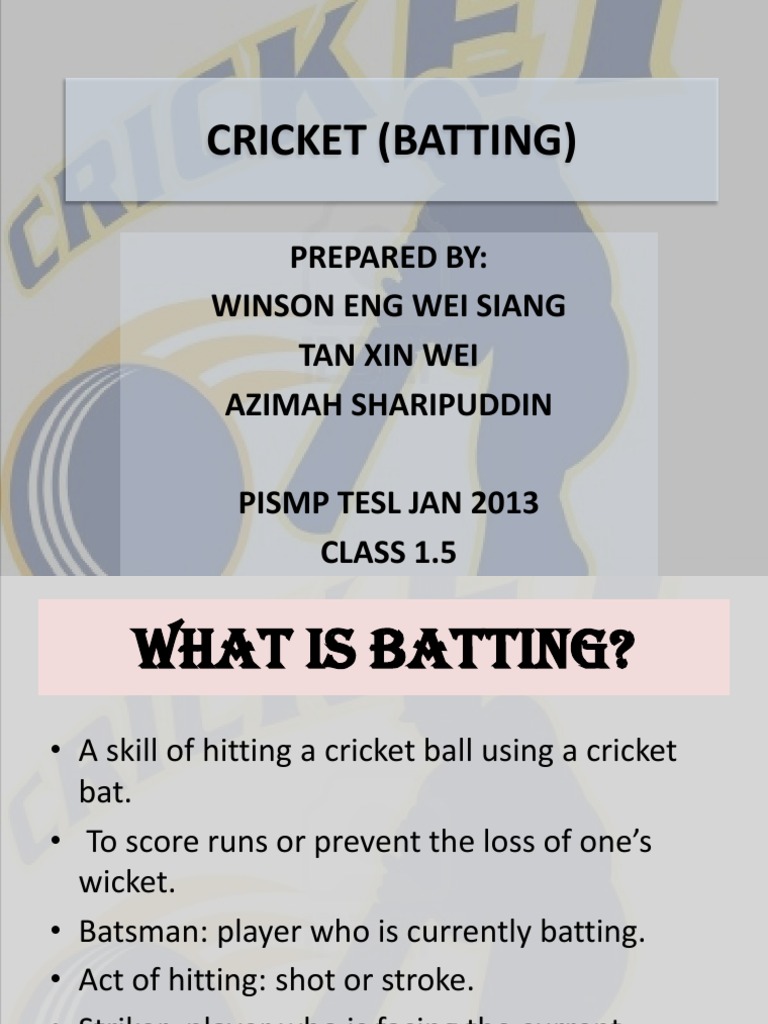 Cricket (Batting) Cricket Skills Rules